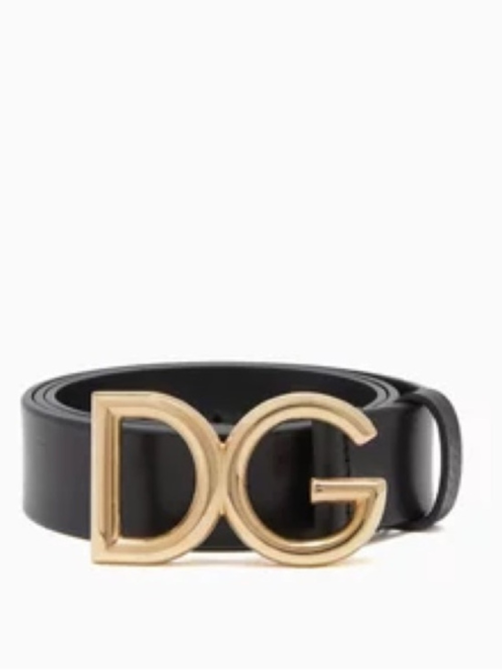 Dolce & Gabbana Black Leather Belt with Gold DG Buckle